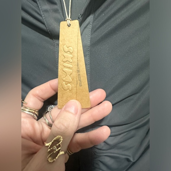 SKIMS Gunmetal Mesh Swim Cover Up Dress with hook closure size XXS NWT - Picture 4 of 5